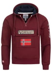 Geographical Norway Sweat à capuche pour homme, avec demi-fermeture éclair et sac banane, sweat à capuche à manches longues, production décontractée de BANS de loisirs, Bordeaux, XXL