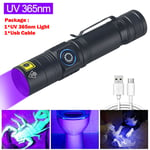 B-365nm No Battery Mini lampe de poche UV aste par USB, lampe noire ultraviolette, tapis violet, détecteur d'urine pour animaux de compagnie, attraper le scorpion, 365nm, 395NM ""Nipseyteko