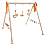 Hess-Spielzeug Jouet Hess 20039-Jouet Série Nature-Cheval bébé-Arche de Jeu Faite à la Main avec Figurines et hochets-Environ 62 x 57 x 54,5 cm, 20039, Orange, crème, Bois