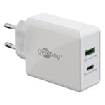 goobay 61674 Chargeur Rapide Double USB-C PD (30 W) / Adaptateur Secteur Quick Charge pour Iphone, Samsung/Chargeur de téléphone Portable/Adaptateur de Charge pour la Prise électrique/Blanc