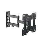 PureMounts TV Wall Mount, Universal Tilt & Swivel Arm Mount with Articulated Arm, Max VESA 200x200mm, for 23-43 Inch Flat and Curved TV Monitors up to 30 kg, Black