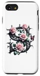 Coque pour iPhone SE (2020) / 7 / 8 Letter S Initial Floral Monogram Rose Pink Flower Butterfly