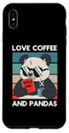 Coque pour iPhone XS Max Ours panda amusant buvant du café vintage coucher de soleil