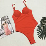 TAYIBO Women Swimsuit Ruched High,Push-up bodysuit, sexy white bikini, one-piece retro swimsuit-YF1041_Red_M