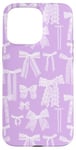 Coque pour iPhone 15 Pro Max Nœuds en dentelle vintage, dentelle blanche, dentelle esthétique sur mauve