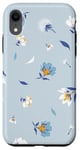 Coque pour iPhone XR Mini marguerites sur fond bleu clair