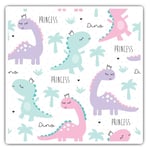 2 x Square Stickers 7.5 cm - Adorable Princess Dinosaurs Cool Gift #3583