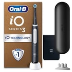 Oral-B iO 3 Matt Black Ultimate Clean Electric Toothbrush, 1 Refill Holder, 1 Charger Pouch, 1 Travel Case, Designed by Braun