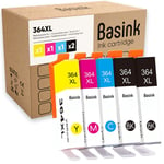 Basink Cartouche d'encre Compatible avec HP 364XL Pack 5 pour Photosmart 5520 5510 6525 6520 5515 5525 5522 5524 6510 Deskjet 3520 Officejet 4620