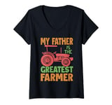 Womens My Father Is The Greatest Farmer - Farm - Farming V-Neck T-Shirt