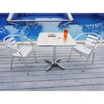 Vente-unique.com Salle à manger de jardin en aluminium : une petite table carrée et 2 chaises - MONTMARTRE de MYLIA