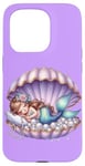 Coque pour iPhone 15 Pro Sirène Lilas Violet Sleepy Coquillage Sous L'eau