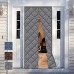 Jusch - Rideau de protection thermique magnétique pour porte, pose adhésive facile sans perçage, auto-scellant, mains libres,80 x 200 cm, gris