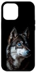 iPhone 12 Pro Max Blue Eyed Wolf Portrait Wild Dog Wilderness Predator Wolf Case