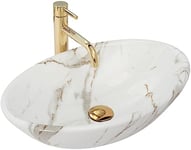 REA Lavabo en céramique - Lavabo ovale - En marbre - 33 x 53 cm