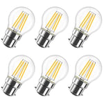 LVWIT B22 Golfball LED Bayonet Filament Bulb, 5.5W Mini B22 Led Golf Bulbs 60W Equivalent,806LM,2700K Warm White Small Globe Bayonet,220-240V,45 * 77MM,Non-dimmable(6 PCS)