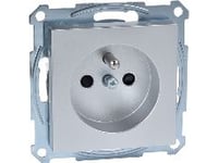 Schneider Electric Single Merten System M Z/U 16A Ip20 Uttag Med Slutare Aluminium (Mtn2500-0460)