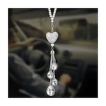 Accessoires à suspendre en forme de cœur avec strass pour rétroviseur de voiture - Décoration porte-bonheur pour intérieur de voiture - Pendentif