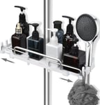 Étagère De Douche Télescopique 32-48 Cm, Suspendre Pour Salle De Bain Sans Perçage, Étagère De Rangement Pour Barre De Douche De 18 À 25 Mm (Blanc)[ADP2202421]