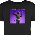 Barn-T-shirt | Bekväm T-shirt för Barn Fortnite - Meowscles svart 12-13 År