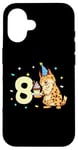 Coque pour iPhone 16 Je suis 8 avec lynx - anniversaire enfant 8 ans