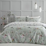 Catherine Lansfield Songbird Print Sage Bedding Set-Kingsize Green Kingsize