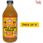 6 X Bragg ORGANIC RAW APPLE CIDER VINEGAR 473ml (16oz)