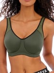 Freya Womens Active Sonic Moulded J-Hook Sports Bra - Green Nylon - Size 28GG