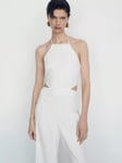 Mango Lyny Cut Out Jumpsuit, Natural White