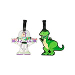 Disney Toy Story VT700654L.NX Lot de 2 étiquettes à Bagages Motif Buzz & Rex Vert/Blanc/Violet