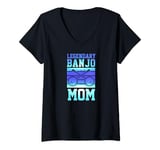 Womens Legendary Banjo Mom 80s Retro Style Banjo Mom V-Neck T-Shirt