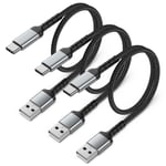 Câble USB C Court [50CM, Lot de 3], Nylon Câble USB A vers USB Type C 3A Charge Rapide Cable USB C Android Auto pour Samsung Galaxy A12/A32/A52/S10/S20/S21/S22/S23, Xiaomi, Google Pixel.[V877]