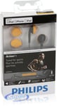 Philips SHQ1017GY Sports Headphone Sports In-Ear Headset for iPhone/iPod - Bundled with Travel Bag, Clip Accessory and 3 Sweat Resistant Ear Cap Sizes for Secure Fit - Orange/Gray