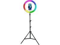 Ring Studio Lamp Powerton 13 ", Rgb Led, Large, Adjustable Color And Intensity Of Light, Phone Holder And Tripod