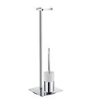 Smedbo FK322P Porte-Rouleau de Papier Toilette avec Brosse, Chrome Poli/Porcelaine