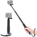 Waterproof Selfie Stick for GoPro, 7-19 Inch Extendable Hand Grip Compatible with GoPro Hero 13/12/11/10/9/8/7/6/5/Max, DJI Osmo Action 5 Pro/4/3 and Other Action Cameras