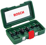 Bosch 6 pièces Ensemble de fraises au carbure (pour le bois, emmanchement Ø 6 mm, accessoires défonceuse)