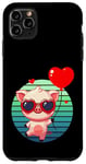 Coque pour iPhone 11 Pro Max Saint Valentin Porcinet Cœur Amoureux Amour Ballon Mignon