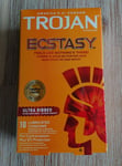 Trojan Ecstasy Ultra Ribbed Lubricated Condoms Durable Premium 10 pieces FASTP&P