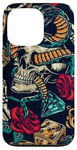 Coque pour iPhone 13 Pro Machine à tatouer motif roses cœurs serpent