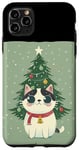 iPhone 11 Pro Max Cute Cat with Merry Christmas Tree Costume Case