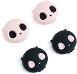 GeekShare Cute Silicone Joycon Thumb Grip Caps, Halloween Joystick Cover Compatible with Nintendo Switch/OLED/Switch Lite,4PCS - Pink Skull (Pink & Black)