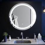 Miroir de Salle de Bain SIRHONA Rond Miroir LED 80cm Miroir Anti-buée avec éclairage intégré Blanc Froid Miroir Rond Mural