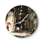 Horloge murale en verre 40x40cm apocalypse pluie parapluie Myst?re Wall Clock