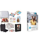 HP Sprocket Portable 2x3 Instant Photo Printer (Luna Pearl) Starter Bundle & 2x3 Premium Zink Photo Paper (50 Sheets) Compatible with Sprocket Portable Photo Printer