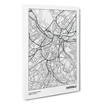 Map Sheffield Uk Canvas Print for Living Room Bedroom Home Office Décor, Wall Art Picture Ready to Hang, 30 x 20 Inch (76 x 50 cm)