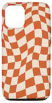 Coque pour iPhone 14 Swirl Checkerboard vintage à carreaux orange