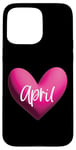 Coque pour iPhone 15 Pro Max Avril Rose Nom Cœur Amour Femme Fille Amie Personnalisé