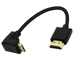 Mini câble HDMI vers HDMI 15 cm 90 degrés haute vitesse 4K Mini HDMI mâle vers HDMI mâle cordon court prend en charge Ethernet,3D,retour audio(black up)