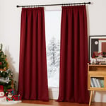 PONY DANCE Rideau Rouge Noel - Rideau Occultant Thermiques Draperies Epais, Double Rideaux Isolants Anti Chaleur Rideau Chambre Fille Garçons Enfant, Rouge, L 140 sur H 220 cm, 2 PCs